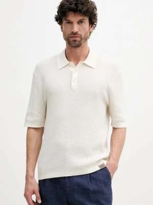 Calvin Klein Jeans polo bawełniane męski kolor beżowy gładki LV04RC306G
