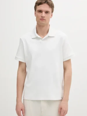 Calvin Klein Jeans polo bawełniane męski kolor biały gładki LV04RB282G