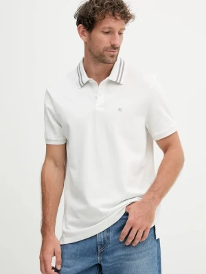 Calvin Klein Jeans polo bawełniane męski kolor biały z nadrukiem LV04RC276G