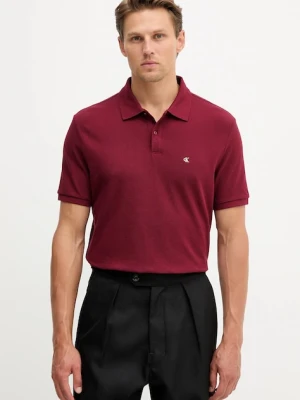 Calvin Klein Jeans polo bawełniane męski kolor bordowy gładki LV040EM269