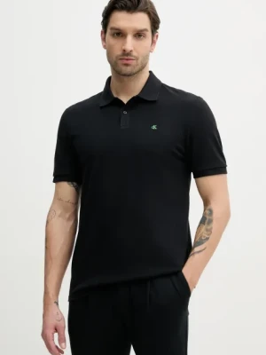 Calvin Klein Jeans polo bawełniane męski kolor czarny gładki LV040EM269
