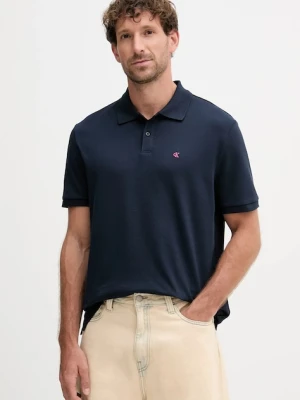 Calvin Klein Jeans polo bawełniane męski kolor granatowy gładki LV040EM269