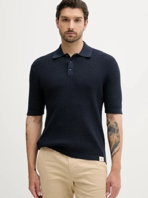 Calvin Klein Jeans polo bawełniane męski kolor granatowy gładki LV04RC306G