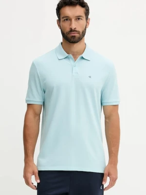 Calvin Klein Jeans polo bawełniane męski kolor niebieski gładki LV040EM269