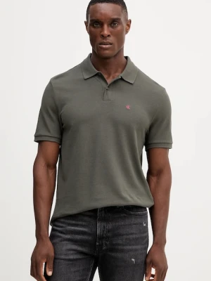 Calvin Klein Jeans polo bawełniane męski kolor szary gładki LV040EM269