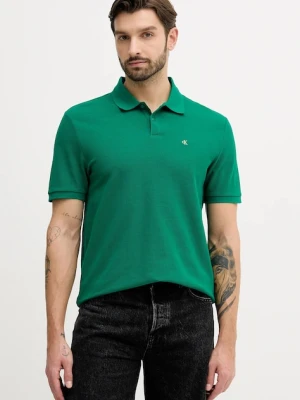 Calvin Klein Jeans polo bawełniane męski kolor zielony gładki LV040EM269