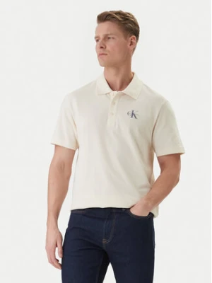 Calvin Klein Jeans Polo Easy Monologo LV04RF209G Beżowy Regular Fit