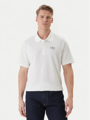 Calvin Klein Jeans Polo Easy Monologo LV04RF209G Biały Regular Fit