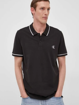 Calvin Klein Jeans polo J30J315603.PPYY męski kolor czarny z aplikacją