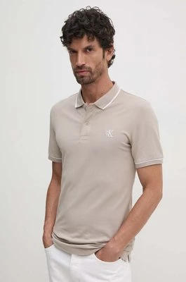 Calvin Klein Jeans polo męski kolor beżowy gładki J30J315603