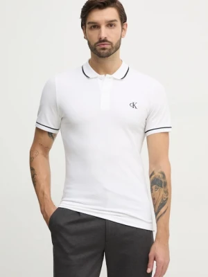 Calvin Klein Jeans polo męski kolor biały gładki J30J315603