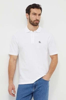 Calvin Klein Jeans polo męski kolor biały z aplikacją