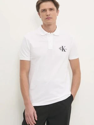 Calvin Klein Jeans polo męski kolor biały z aplikacją J30J325664