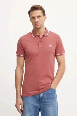 Calvin Klein Jeans polo męski kolor bordowy gładki J30J315603