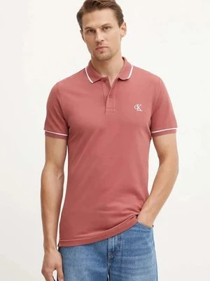 Calvin Klein Jeans polo męski kolor bordowy gładki J30J315603