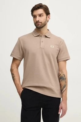 Calvin Klein Jeans polo męski kolor brązowy gładki J30J327040