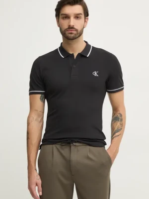 Calvin Klein Jeans polo męski kolor czarny gładki J30J315603