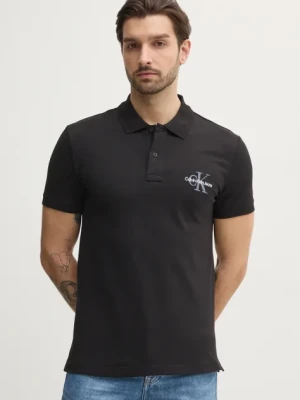 Calvin Klein Jeans polo męski kolor czarny z aplikacją J30J325664