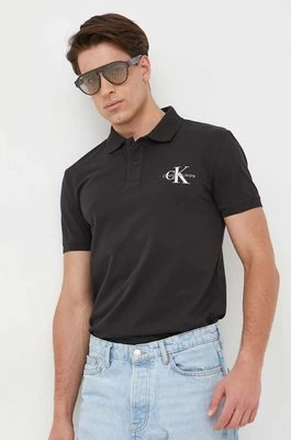 Calvin Klein Jeans polo męski kolor czarny z nadrukiem