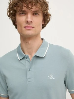 Calvin Klein Jeans polo męski kolor niebieski gładki J30J315603