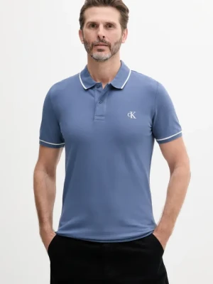 Calvin Klein Jeans polo męski kolor niebieski gładki J30J315603