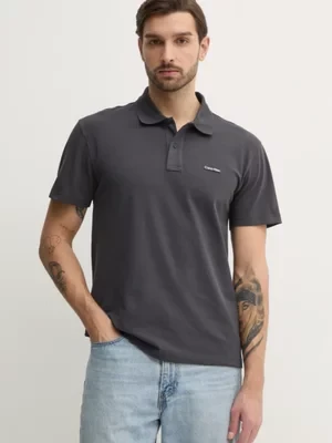 Calvin Klein Jeans polo męski kolor szary gładki J30J327534