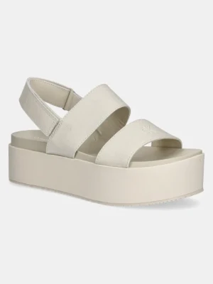 Calvin Klein Jeans sandały FLATFORM SANDAL SLING IN damskie kolor beżowy na platformie YW0YW01788