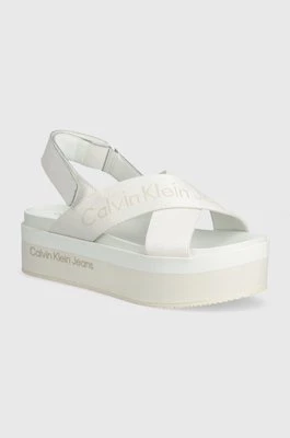 Calvin Klein Jeans sandały FLATFORM SANDAL SLING IN MR damskie kolor biały na platformie YW0YW01362