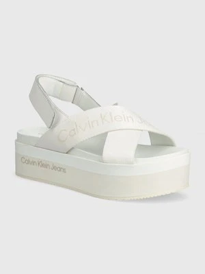 Calvin Klein Jeans sandały FLATFORM SANDAL SLING IN MR damskie kolor biały na platformie YW0YW01362