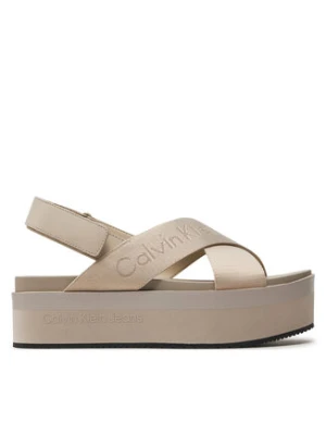 Calvin Klein Jeans Sandały Flatform Sandal Sling In Mr YW0YW01362 Beżowy