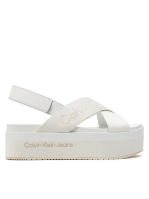 Calvin Klein Jeans Sandały Flatform Sandal Sling In Mr YW0YW01362 Biały