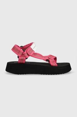 Calvin Klein Jeans sandały PREFRESATO SANDAL WEBBING XRAY damskie kolor różowy na platformie YW0YW00969