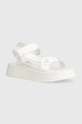 Calvin Klein Jeans sandały SANDAL VELCRO WEBBING DC damskie kolor biały na platformie YW0YW01353