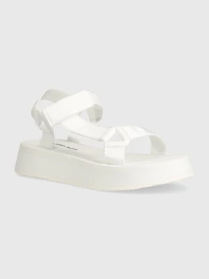 Calvin Klein Jeans sandały SANDAL VELCRO WEBBING DC damskie kolor biały na platformie YW0YW01353