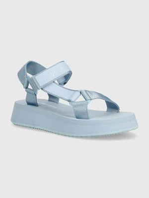 Calvin Klein Jeans sandały SANDAL VELCRO WEBBING DC damskie kolor niebieski na platformie YW0YW01353