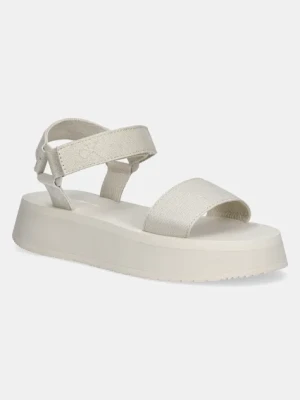 Calvin Klein Jeans sandały SANDAL VELCRO WEBBING MG damskie kolor beżowy na platformie YW0YW01693