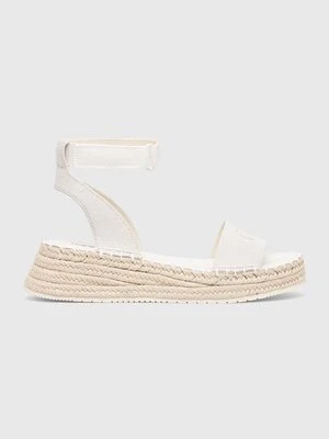 Calvin Klein Jeans sandały SPORTY WEDGE ROPE SU CON damskie kolor biały na platformie YW0YW00977