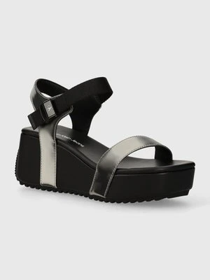 Calvin Klein Jeans sandały WEDGE BLOCK SANDAL METALLIC DC kolor czarny YW0YW01366