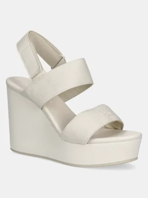 Calvin Klein Jeans sandały WEDGE SANDAL WEBBING IN kolor beżowy YW0YW01790