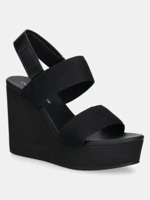 Calvin Klein Jeans sandały WEDGE SANDAL WEBBING IN kolor czarny YW0YW01790