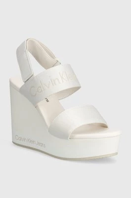 Calvin Klein Jeans sandały WEDGE SANDAL WEBBING IN MR kolor biały YW0YW01360