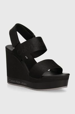 Calvin Klein Jeans sandały WEDGE SANDAL WEBBING IN MR kolor czarny YW0YW01360