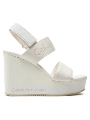 Calvin Klein Jeans Sandały Wedge Sandal Webbing In Mr YW0YW01360 Biały
