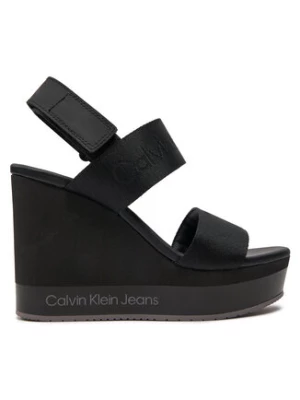 Calvin Klein Jeans Sandały Wedge Sandal Webbing In Mr YW0YW01360 Czarny