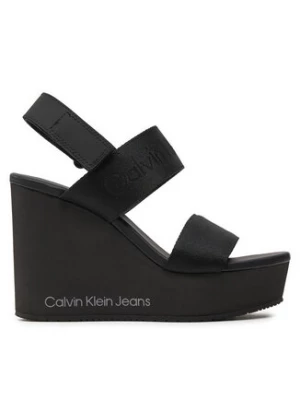 Calvin Klein Jeans Sandały Wedge Sandal Webbing In Mtl YW0YW01479 Czarny