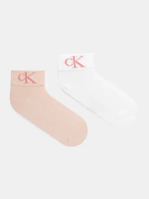 Calvin Klein Jeans skarpetki 2-pack damskie kolor beżowy 701228813