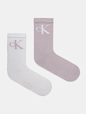 Calvin Klein Jeans skarpetki 2-pack damskie kolor fioletowy 701228811