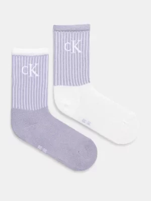 Calvin Klein Jeans skarpetki 2-pack damskie kolor fioletowy 701229467