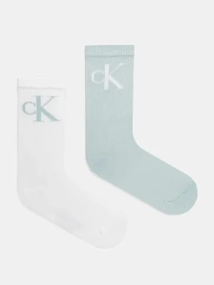 Calvin Klein Jeans skarpetki 2-pack damskie kolor turkusowy 701228811