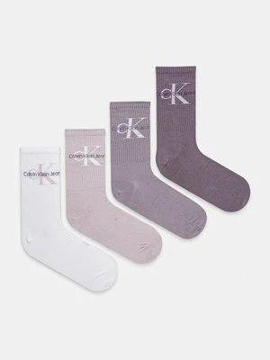 Calvin Klein Jeans skarpetki 4-pack damskie kolor fioletowy 701229462